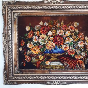 تابلو فرش دستباف مدل گلدان و گل کد 1450